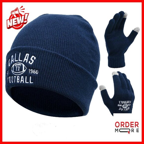 Vintage Skull Cap Knit Beanie with Touchscreen Gloves Winter Set main image 8